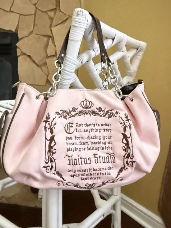 Haitus Studio Handbags - Y2K Haitus Studio Pink Gothic Vintage Tote Shoulder Bag NWOT